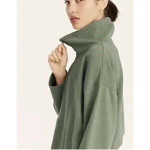 J.Crew University Terry‎ Long Half Zip Olive Green Women’s Tunic Size XS